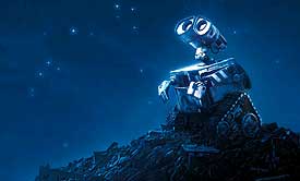 Wall-E njuter av en stjärnklar himmel