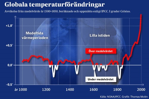 Medeltemperatur de senaste 1000 åren